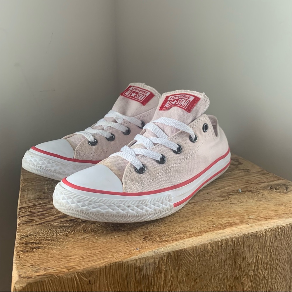 Converse All Star Check Taylor Junior Girls CTAS OX Shoes Barely Rose Whi Size 3
